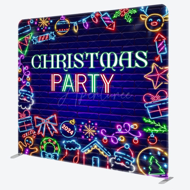 Aperturee - Aperturee Neon Light Brick Wall Pillow Cover Christmas Backdrop