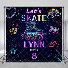 Aperturee - Aperturee Neon Skate Sport Custom Name 8th Birthday Backdrop