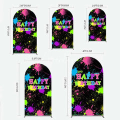 Aperturee - Aperturee Neon Splatter Pajama Party Arch Backdrop Glow Paint Sleepover Photography Background