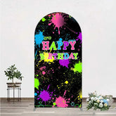 Aperturee - Aperturee Neon Splatter Pajama Party Arch Backdrop Glow Paint Sleepover Photography Background