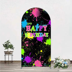 Aperturee - Aperturee Neon Splatter Pajama Party Arch Backdrop Glow Paint Sleepover Photography Background