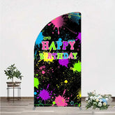 Aperturee - Aperturee Neon Splatter Pajama Party Half Moon Arch Backdrop Glow Paint Sleepover Photography Background