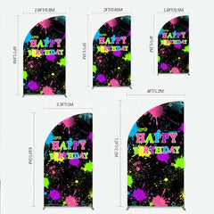 Aperturee - Aperturee Neon Splatter Pajama Party Half Moon Arch Backdrop Glow Paint Sleepover Photography Background