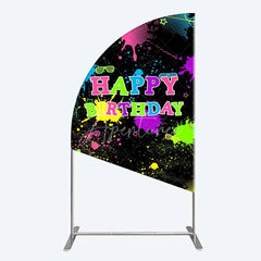 Aperturee - Aperturee Neon Splatter Pajama Party Half Moon Arch Backdrop Glow Paint Sleepover Photography Background