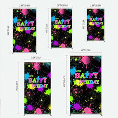 Aperturee - Aperturee Neon Splatter Pajama Party Rectangle Backdrop Glow Paint Sleepover Photography Background