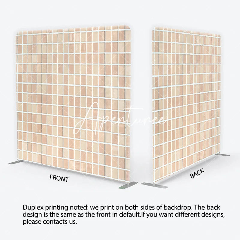 Aperturee - Aperturee Neutral Beige Cream Mosaic Tile Pattern Square Double-Sided Backdrop Versatile Modern Minimalist Photography