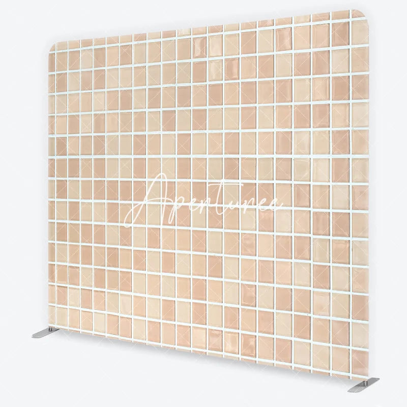 Aperturee - Aperturee Neutral Beige Cream Mosaic Tile Pattern Square Double-Sided Backdrop Versatile Modern Minimalist Photography