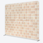 Aperturee - Aperturee Neutral Beige Cream Mosaic Tile Pattern Square Double-Sided Backdrop Versatile Modern Minimalist Photography