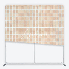 Aperturee - Aperturee Neutral Beige Cream Mosaic Tile Pattern Square Double-Sided Backdrop Versatile Modern Minimalist Photography