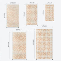 Aperturee - Aperturee Neutral Beige Tan Mosaic Tile Pattern Rectangle Arch Backdrop Elegant Textured Photo Background for Events