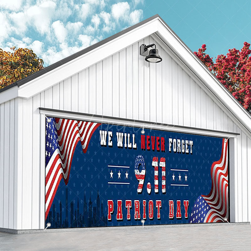 Aperturee - Aperturee Never Forget 911 Patriot Day Flag Garage Door Banner