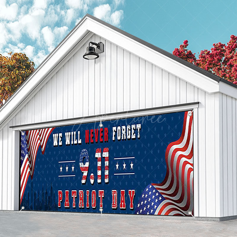Aperturee - Aperturee Never Forget 911 Patriot Day Flag Garage Door Banner