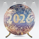 Aperturee - Aperturee New Year’s Eve 2026 Countdown Clock Round Backdrop Gold Fireworks and Glitter Elegant Midnight Party Decor
