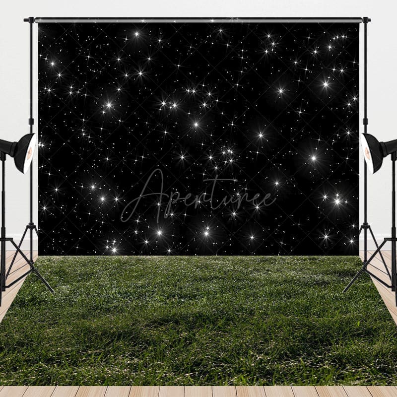 Aperturee - Aperturee Night Black Starry Sky Grassland Combo Set Backdrop