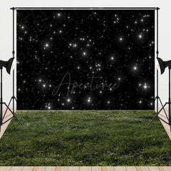 Aperturee - Aperturee Night Black Starry Sky Grassland Combo Set Backdrop