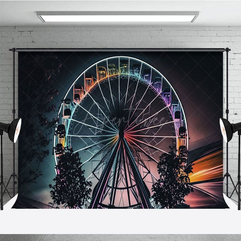 Aperturee - Aperturee Night Ferris Wheel Babycella Cake Smash Backdrop