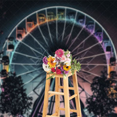 Aperturee - Aperturee Night Ferris Wheel Babycella Cake Smash Backdrop
