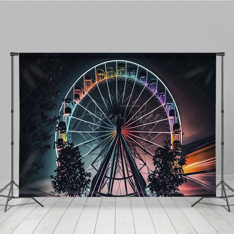 Aperturee - Aperturee Night Ferris Wheel Babycella Cake Smash Backdrop