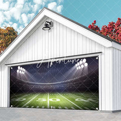 Aperturee - Aperturee Night Floodlit Football Goal Field Garage Door Banner