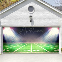 Aperturee - Aperturee Night Football Field Grass Light Garage Door Banner