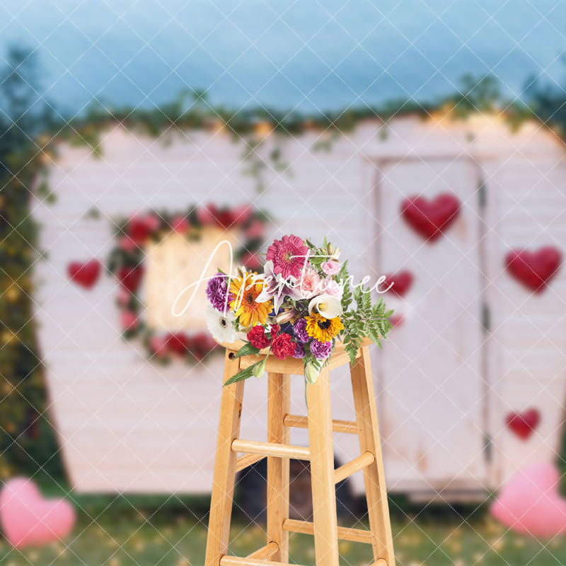 Aperturee - Aperturee Night Forest Lighted Rose Car Valentines Day Backdrop