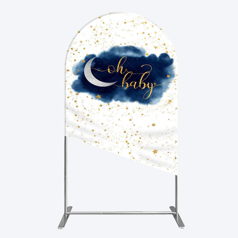 Aperturee - Aperturee Night Gold Stars Oh Baby Gender Reveal Arch Backdrop