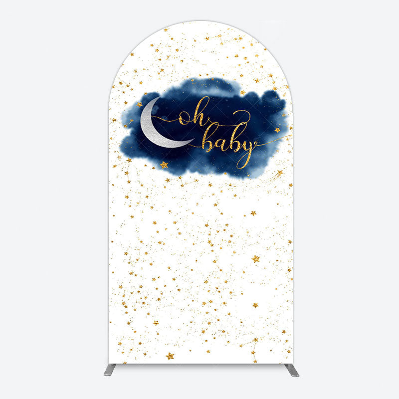 Aperturee - Aperturee Night Gold Stars Oh Baby Gender Reveal Arch Backdrop