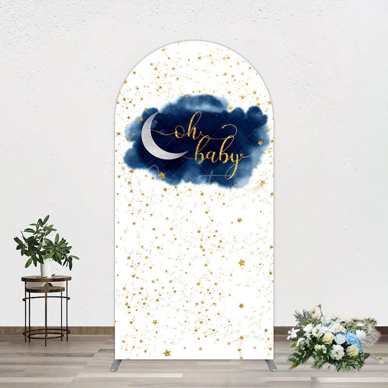 Aperturee - Aperturee Night Gold Stars Oh Baby Gender Reveal Arch Backdrop