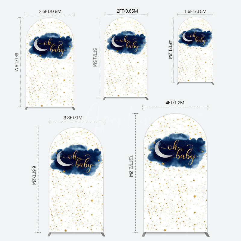 Aperturee - Aperturee Night Gold Stars Oh Baby Gender Reveal Arch Backdrop