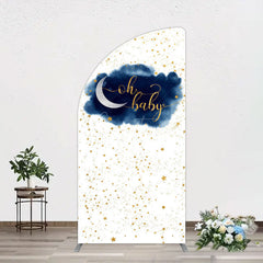Aperturee - Aperturee Night Gold Stars Oh Baby Gender Reveal Half Moon Arch Backdrop