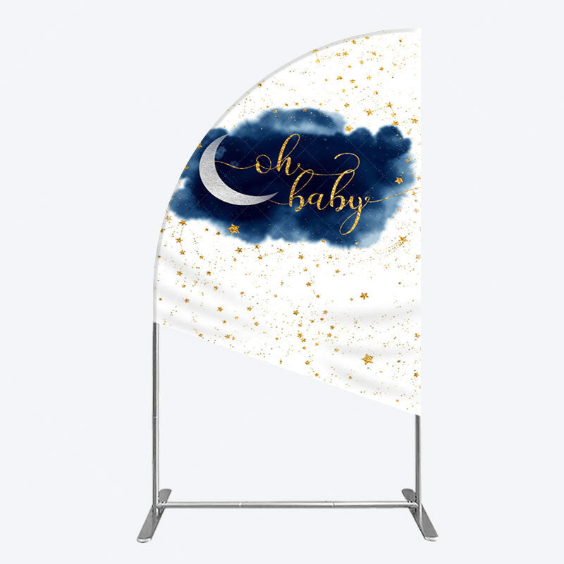 Aperturee - Aperturee Night Gold Stars Oh Baby Gender Reveal Half Moon Arch Backdrop