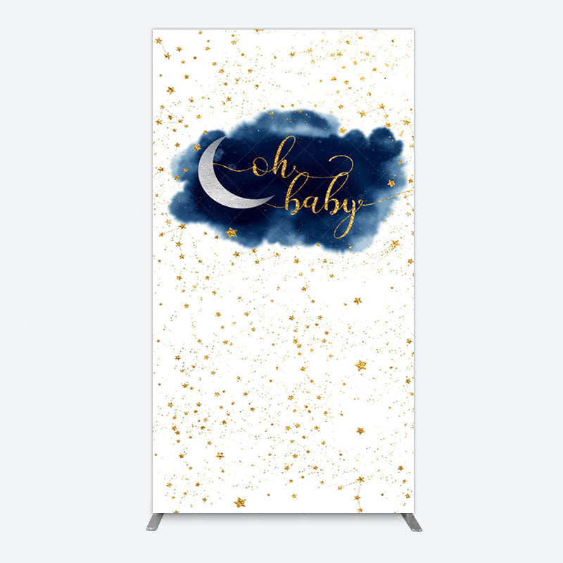 Aperturee - Aperturee Night Gold Stars Oh Baby Gender Reveal Rectangle Backdrop