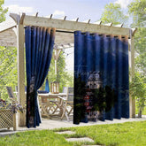 Aperturee - Aperturee Night Lake Scene Waterproof Printed Outdoor Curtains