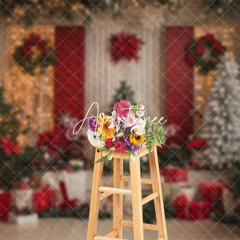 Aperturee - Aperturee Night Lighted Festive Christmas Vibe Trees Backdrop