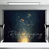 Aperturee - Aperturee Night Lighted Grass Mystical Butterflies Backdrop