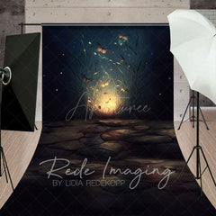 Aperturee - Aperturee Night Lighted Mystical Butterflies Sweep Backdrop