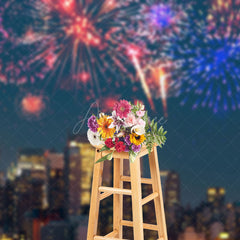 Aperturee - Aperturee Night Modern City Colorful Sparkle New Year Backdrop