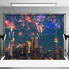 Aperturee - Aperturee Night Modern City Colorful Sparkle New Year Backdrop