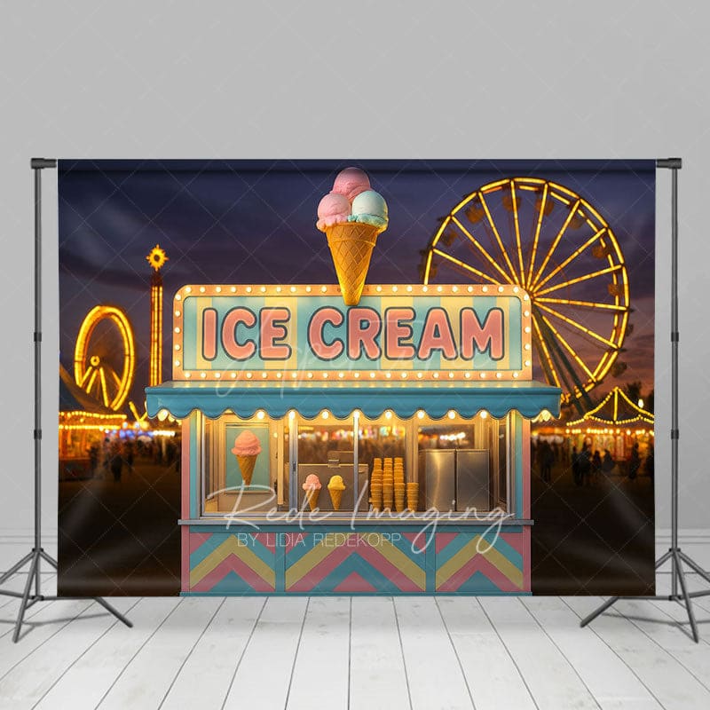 Aperturee - Aperturee Night Playground Ice Cream Shop Photography Backdrop