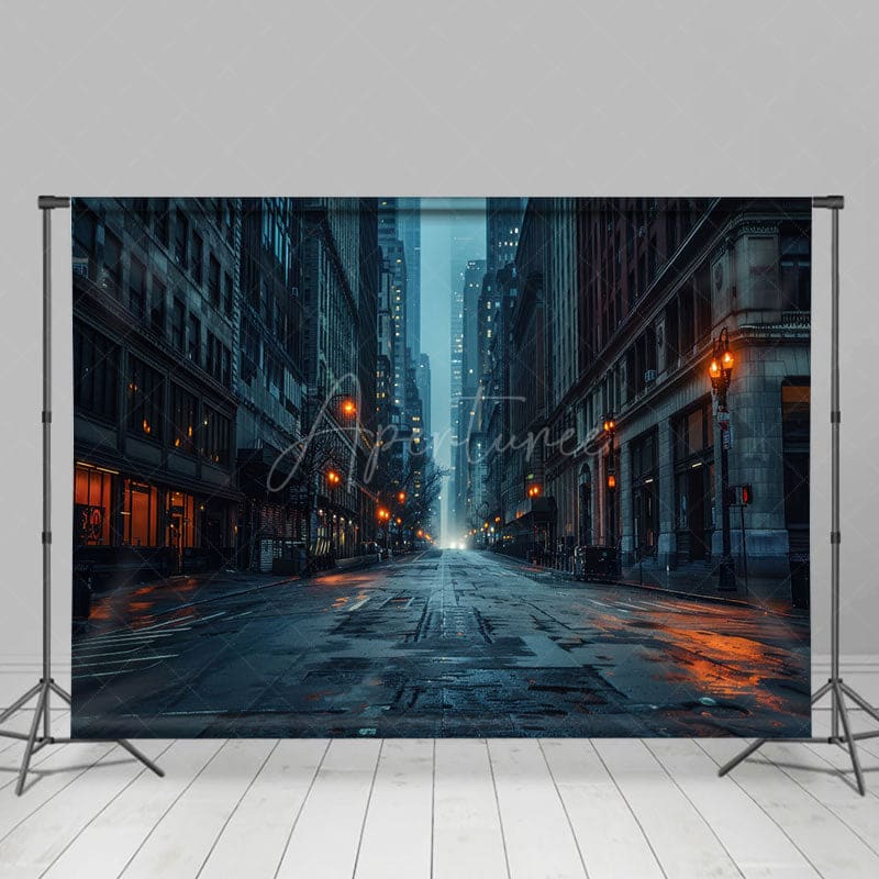 Aperturee - Aperturee Night Street Building Architecture Photo Backdrop