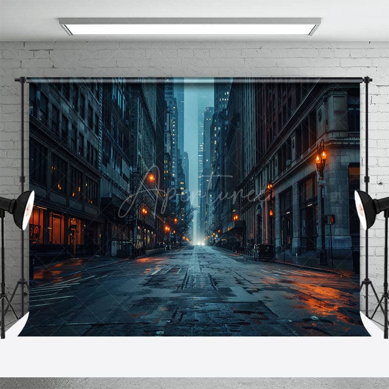 Aperturee - Aperturee Night Street Building Architecture Photo Backdrop