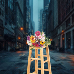 Aperturee - Aperturee Night Street Building Architecture Photo Backdrop