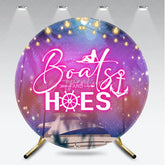 Aperturee - Aperturee Night Yacht Party Theme Round Backdrop Nautical Celebration Decor with String Lights