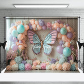 Aperturee - Aperturee Noble Fresh Butterfly Flowers Sweet Wedding Backdrop