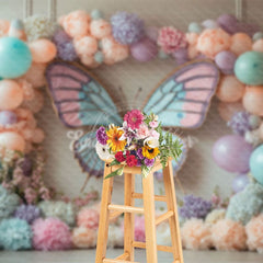 Aperturee - Aperturee Noble Fresh Butterfly Flowers Sweet Wedding Backdrop