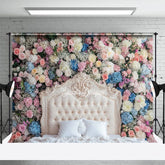 Aperturee - Aperturee Noble Sweet Floral Photography Headboard Backdrop