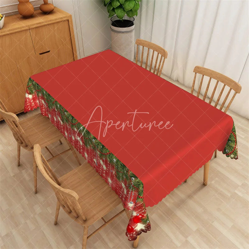 Aperturee - Aperturee Nordic Christmas Rectangle Tablecloth Blue and White Fair Isle Reindeer Snowflake Winter Holiday Table Cover