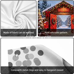 Aperturee - Aperturee North Pole Christmas Snowy Archway Garage Door Banner Festive Winter Wonderland Holiday Decor with Snowman and Gifts