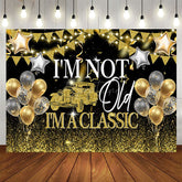 Aperturee - Aperturee Not Old But Classic Glitter Balloon Birthday Backdrop