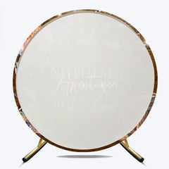 Aperturee - Aperturee Nothing Fancy Just Love Round Backdrop Rustic Wood Western Wedding Cowboy Boots and String Lights Decor